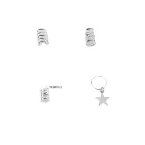 35pcs silver alloy star hair rings and vintage braid cuffs for elegant hair styling