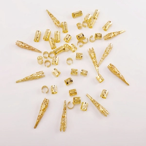 50-piece set of gold hollow metal hair rings for dreadlocks and boho braids styles