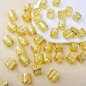 Lot de 40 anneaux décoratifs en métal doré évidé pour coiffures tressées créatives DIY