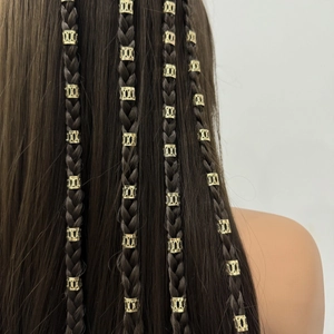 Vintage Alloy Hollow Geometric Dreadlock Hair Rings Gold Metal Hair Cuffs For Braiding Women Fashion Hair Jewelry