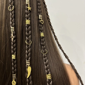 Alloy Braid Hair Rings Hip Hop Style Star Wing Heart Pendant Dreadlock Hair Clips Gold Silver Metallic Braid Accessories