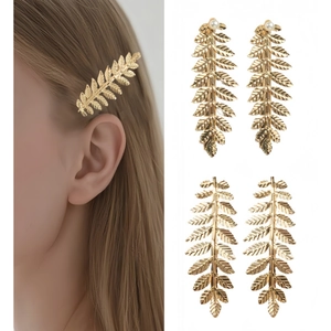 Vintage Metal Leaf Hair Clips For Women Gold Bridal Wedding Elegant Tree Leaf Hairpin With Artificial Pearl Hair Accessories