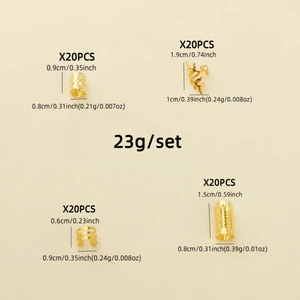 80pcs gold hollow hair rings set featuring four mixed styles for DIY braids and styling