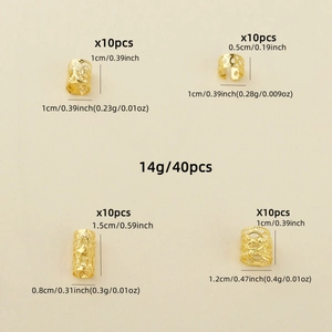 40pcs gold hollow braid rings and metal hair cuffs for DIY dreadlock hair jewelry