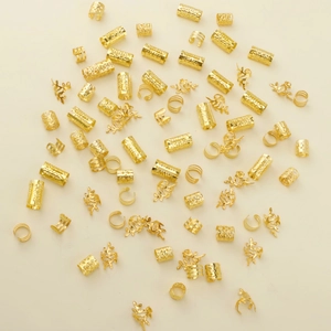 80pcs gold hollow dreadlock hair rings and cuffs DIY hair accessories for women