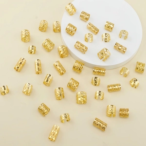 40pcs gold hollow hair rings with carved heart patterns for dreadlocks and DIY braiding styles