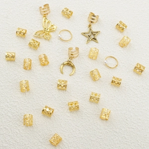 Lot de 25 bijoux de cheveux dorés avec perles, papillons et breloques étoiles