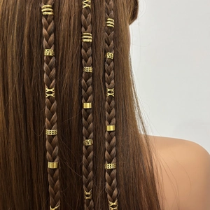 Anneaux de Tressage en Métal Doré Creux Filigrane Perles de Dreadlock Accessoires pour Femmes Hommes Bijoux de Coiffure Mode