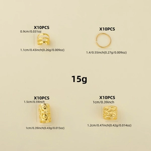 40pcs gold hair rings set for braids including hollow tubes and filigree cuffs accessory