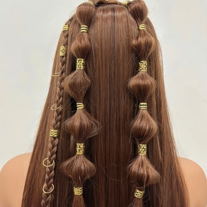 Gold Metal Dreadlock Accessories For Women Braid Rings Cuffs Hollow Out Hair Decoration DIY Jewelry For Braiding Style