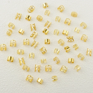 Lot de 50 anneaux évidés dorés et accessoires de coiffure pour tresses DIY et le coiffage