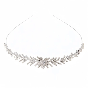 Sparkling bridal headband with silver fishbone rhinestones for wedding and party