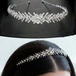 Shiny Rhinestone Bridal Crown Headband For Wedding Party Luxurious Zinc Alloy Hair Hoop Headpiece For Women Accessory