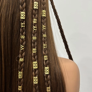 Anneaux de Cheveux Dreadlock en Fer Doré Ajouré pour Femmes Hommes Accessoires de Tressage DIY Anneaux en Métal