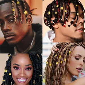 Set di 50 anelli e polsini per capelli dorati per diverse acconciature intrecciate