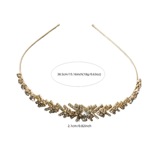 Sparkling bridal rhinestone headband crown with golden metal frame for weddings