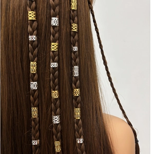Anneaux d'Extension de Cheveux en Fer Ajouré pour Dreadlocks Poignets à Cheveux en Métal Or Argent Bijoux DIY Femme