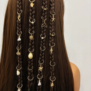 Anneaux de Tressage Bohème en Alliage Doré Thème Océan Avec Étoile de Mer Coquillage Künstliche Perle Gland Accessoires Cheveux Femmes