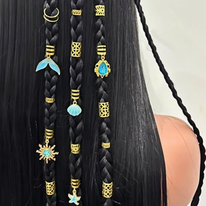 Alloy Enamel Ocean Braid Hair Rings Accessories With Fish Tail Shell Starfish Sun Charms For Women Party Music Festival