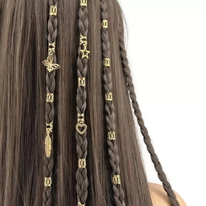 Anelli per Capelli Dreadlock in Metallo Ciondoli Farfalla Stella Cuore Piuma Lega Oro Argento Polsini per Capelli da Donna