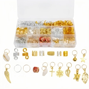 Bijoux Dreadlock Accessoires de Tressage de Cheveux Anneaux en Métal Clips Pendentifs Coquillage Étoile Feuille Ailes Flocon de Neige Décoration pour Femmes Filles Style Bohême