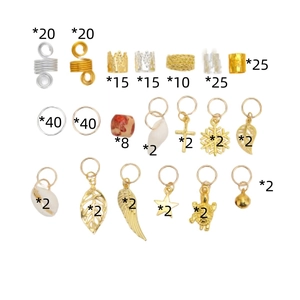 Kit de 238 bijoux de tresse DIY avec pendentifs et perles en alliage or et argent