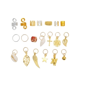 Set 238pcs accessoires dreadlocks avec breloques dorées argentées étoiles et anneaux