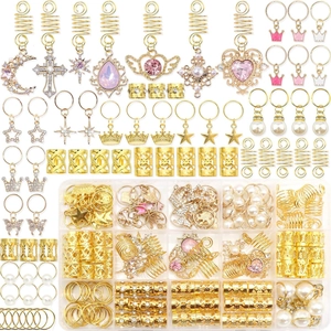 Accessori per Capelli Treccia in Lega Oro Rosa Strass Perla Artificial Dreadlock Gioielli Stella Luna Cuore Croce Farfalla Ciondoli Anelli Donna