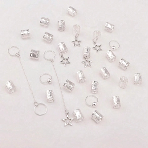 30pcs silver hollow star hair rings and charms set for braids and stylish hair accessories