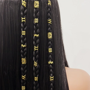 Gold Alloy Hollow Dreadlock Hair Braid Accessories Leaf Crown Geometric Metal Hair Rings For DIY Styling Party Jewelry