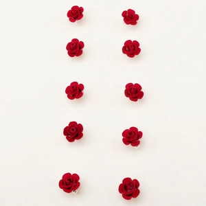 10-piece red rose dreadlock charms with silver clips for DIY hair styling and accessories