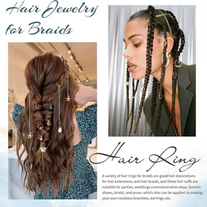 Vintage Bohemian Gold Alloy Hair Rings Set With Starfish Shell Butterfly Pendants Braid Accessories For Dreadlocks Women