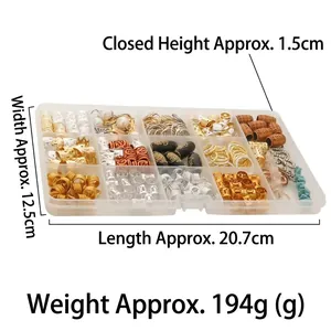 DIY natural stone and metal hair rings set in a transparent multi-grid storage box
