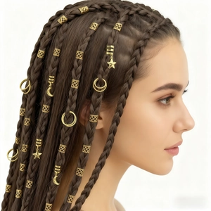 Alloy Star Moon Hollow Braid Hair Rings Gold Braid Accessories Jewelry Clips For Braiding Women Vintage Bohemian Style