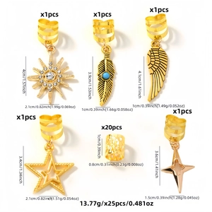 25-teiliges goldenes Bohème-Haarschmuck-Set mit Sonnenblume und Feder für Flechtfrisuren