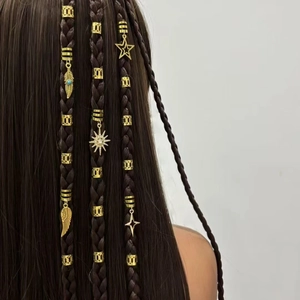 Boho Legierung Strass Haar Flechtringe Set Sonnenblume Feder Stern Anhänger Haarklammern Für Damen Ethno Haarschmuck