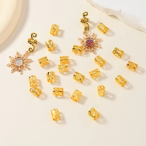 32pcs Bohemian gold sunflower pendant hair rings and hollow metal braid hair clips set