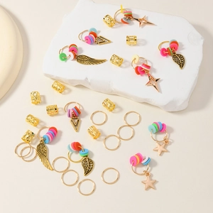 30er-Set bunte Polymer-Ton und Legierung Haarschmuck für Zöpfe und Dreadlocks Styling