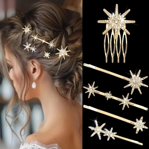 Elegante Fermaglio per Capelli a Stella in Lega con Strass Motivo a Sole Luccicante Pettine per Capelli Donna Matrimonio