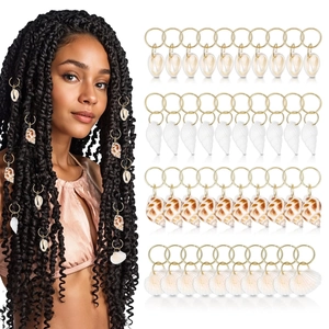 Shell Dreadlock Jewelry For Women Braid Hair Accessories Metal Rings Gold Plated Hair Charms DIY Braid Shell Pendants