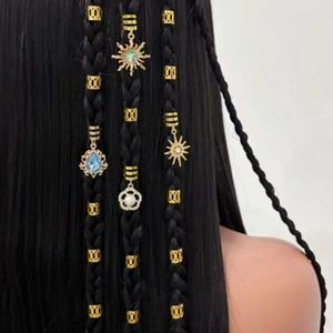 Anneaux Cheveux Tressés Alliage Or Bohème Pendentif Tournesol Goutte Strass Künstliche Perle Accessoire Cheveux Ethnique Pour Femmes