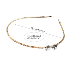 Vue détaillée du serre-tête nœud en strass avec diamètre 11,5 cm et poids de 13,6 g