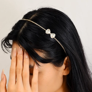 Serre-tête Élégant avec Nœud en Strass pour Femme Cristal Artificiel Brillant Accessoires de Coiffure Mode Simple