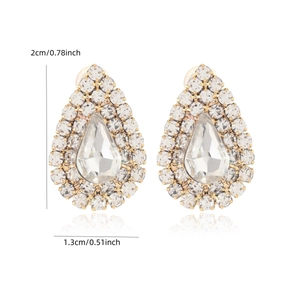 Élégantes boucles d'oreilles larmes en strass avec base en alliage argenté, 2cm