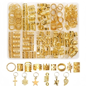 Metal Dreadlock Hair Accessories Jewelry Set Gold Silver Hair Rings Cuffs Coils Pendants DIY Braiding Tools For Women Men
