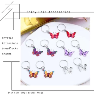 Lot de 20 breloques papillon argentées pour dreadlocks et accessoires de cheveux colorés