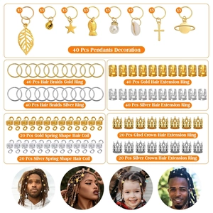 Lot de bijoux de cheveux dorés et argentés pour dreadlocks et décorations de tresses
