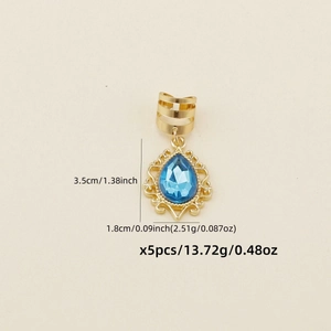 Set de 5 bijoux de cheveux bohème dorés avec pendentifs en pierres bleues en goutte