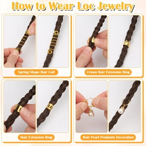 Tutoriel de pose pour bijoux de tresses et anneaux dorés pour dreadlocks de qualité
