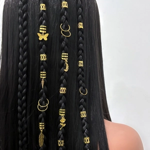 Anelli per Capelli Dreadlock in Metallo Oro Farfalla Piuma Foglia Luna Rosa Ciondoli Accessori per Trecce di Capelli per Gioielli Donna